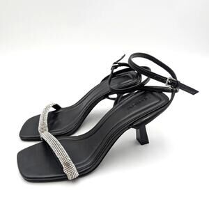 Open Edit Taytum Ankle Strap Sandal Open Toe Women's Black Size US7M EU37.5